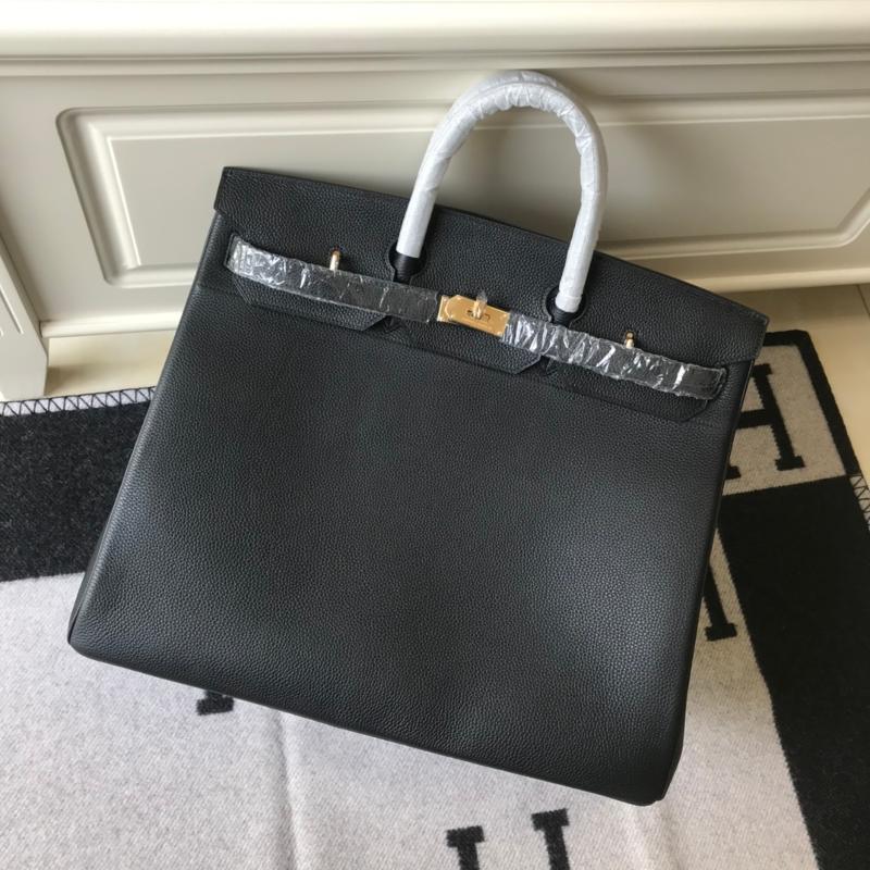 Hermes Birkin Bags HAC50 black gold buckle